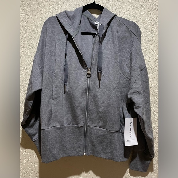 NWT Athleta Balance Hoodie Sweatshirt Full Zipper Grey Size Large - Picture 4 of 9